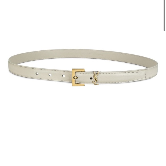 Saint Laurent Monogram Ivory YSL Logo Belt